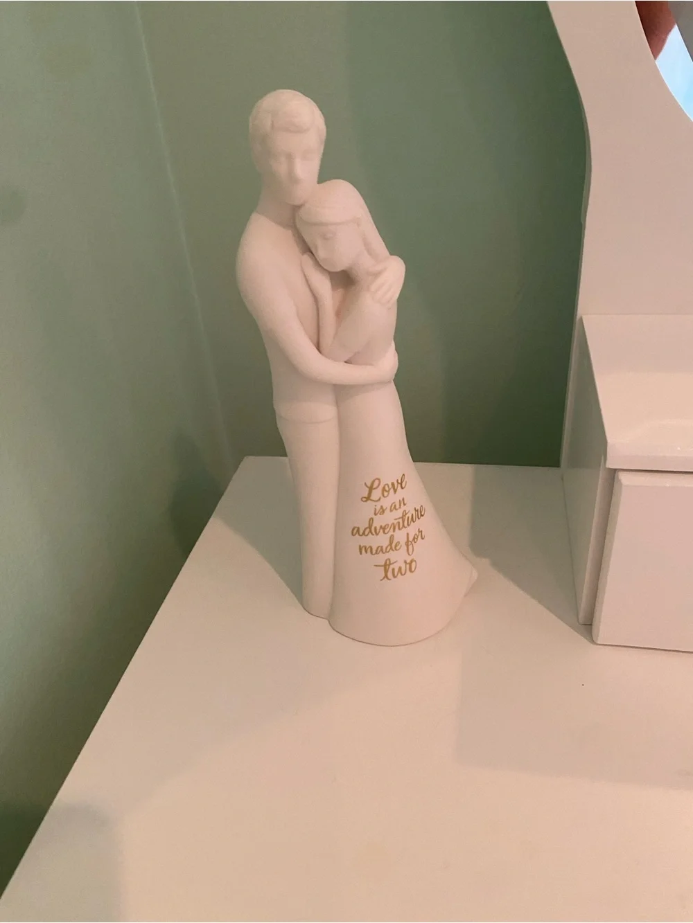 Hallmark White Wedding Couple Figurine with Gold Script